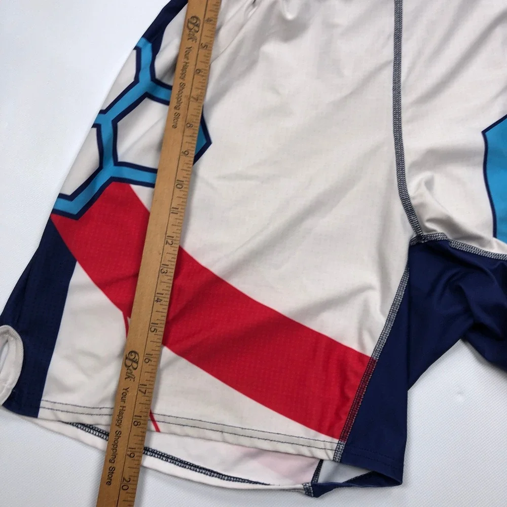 Rudis USA Wrestling Shorts Mens Large White Red Blue Patriotic Athletic Training